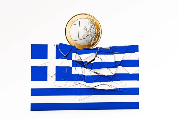 Греческий флаг разбился — стоковое фото