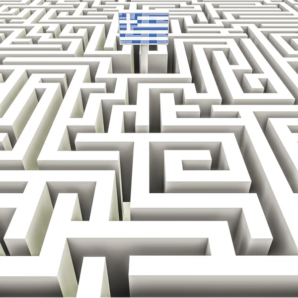 Bandeira grega em um labirinto — Fotografia de Stock
