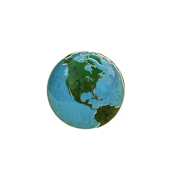 Planet earth with extruded cracked continents — Stock Photo, Image