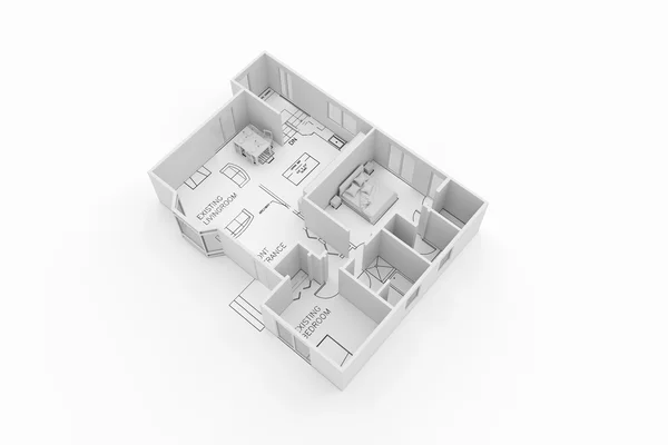 Архітектурний план житлового будинку — стокове фото