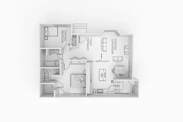 Plano de arquitetura de uma casa residencial — Fotografia de Stock