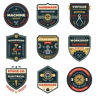 Vintage workshop badges clipart