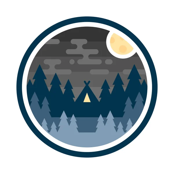 Woods camp night badge — Stock Vector