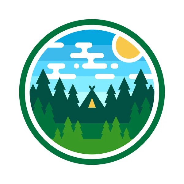 Bossen camping badge — Stockvector