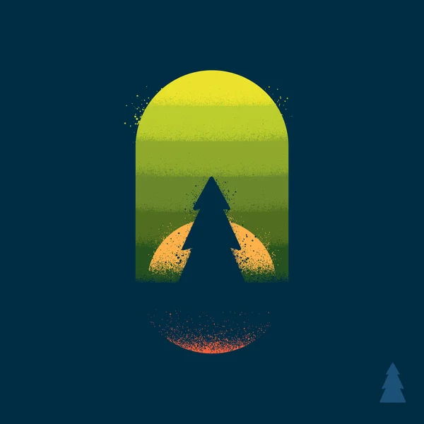 Emblème arbre forestier — Image vectorielle
