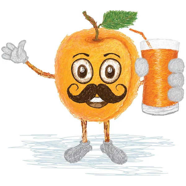 Apricot fruit mustache — Stock Vector