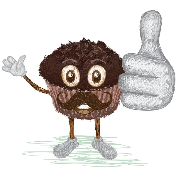 Bigote de muffin de chocolate — Vector de stock