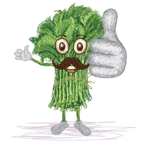 Kangkong bigote vegetal — Vector de stock