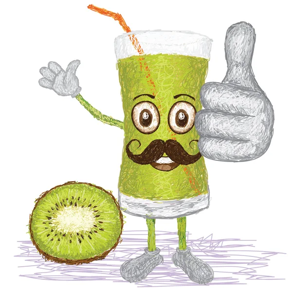 Kiwi fruit juice mustache — Stock Vector