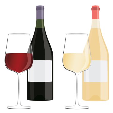 Şarap kadehi ve şişeler