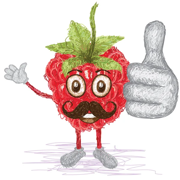 Raspberry fruit mustache — Stock Vector