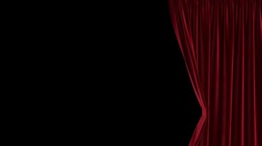 Animation of the right red velvet curtain and black and white mask to create a transparent background. High-quality 4K animation.