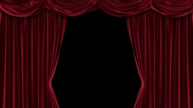 Animation of a red velvet curtain and a black and white mask to create a transparent background. High-quality 4K animation.
