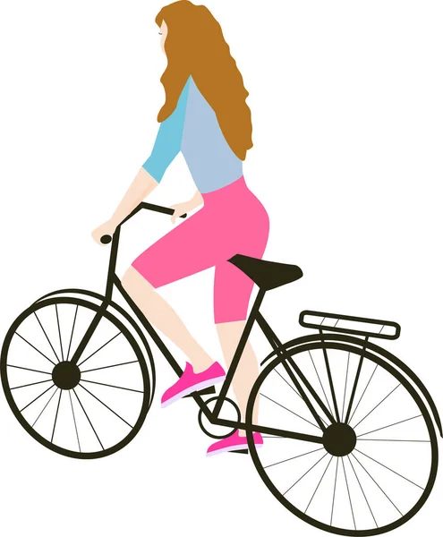 Girl Outdoor Bike Ride — Stock Vector