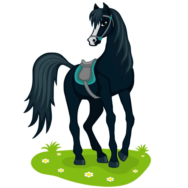 Cartoon black stallion — Stock Vector