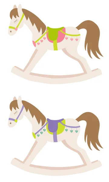 Twee rocking paarden voor de kinderkamer — Stockvector