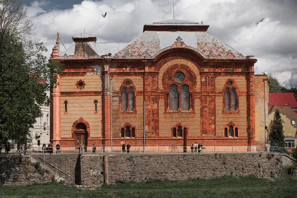 Fasada Czerwonej Synagogi 1911 Roku Użhorod Została Zaprojektowana Przez Austro — Zdjęcie stockowe