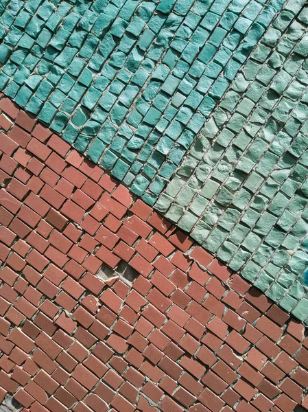 Konsistensen Den Smalt Mosaik Uppdelad Turkos Och Brun Diagonalt — Stockfoto