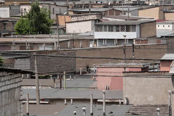 Roofs Chaotically Densely Built Barracks Kyiv Ukraine June 2021 — Stock Photo, Image