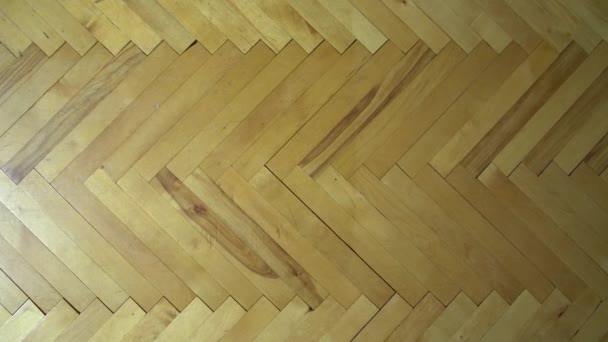 Old Shabby Wooden Parquet Top View Horizontal Panorama — Stock Video