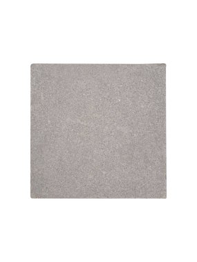 Square gray concrete tile with rough texture is isolated.