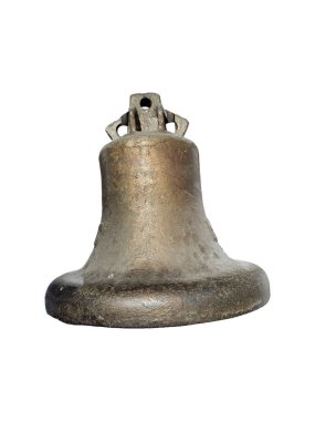 Yaşlı yüzeyi olan eski bronz çan izole edilmiştir..