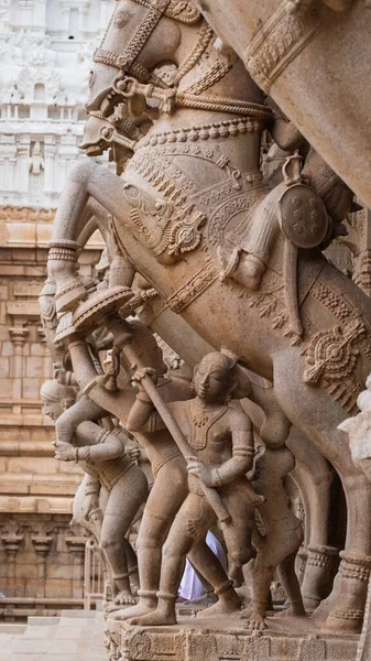 Sculptures Piliers Monolithiques Entrée Une Des Salles Complexe Temple Sri — Photo