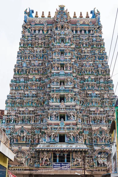 Gopuram Occidental Puerta Entrada Complejo Del Templo Meenakshi Que Cubre —  Fotos de Stock