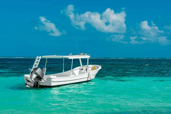 Barco Motorizado Mar Puerto Morelos México — Fotografia de Stock