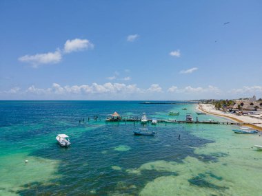Puerto Morelos, Quintana Roo, Meksika 'nın havadan görünüşü