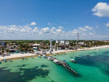 Puerto Morelos, Quintana Roo, Meksika 'nın havadan görünüşü