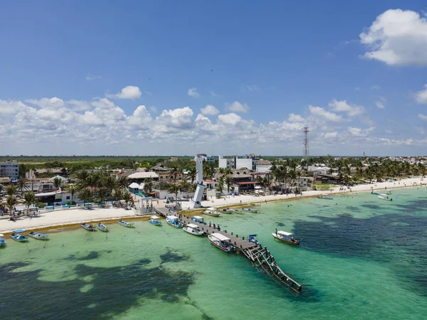 Veduta Aerea Puerto Morelos Quintana Roo Messico — Foto Stock