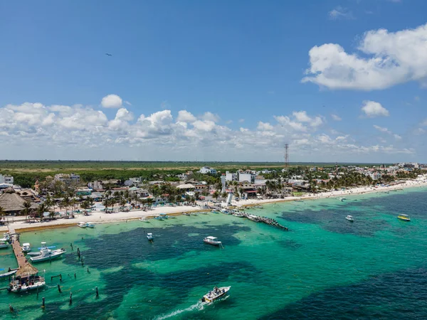 Vista Aérea Puerto Morelos Quintana Roo México — Fotografia de Stock