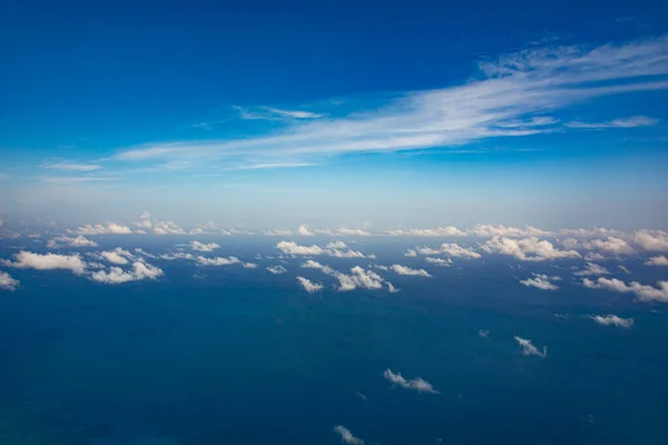 Sky view of Cancun Sea from an airplane