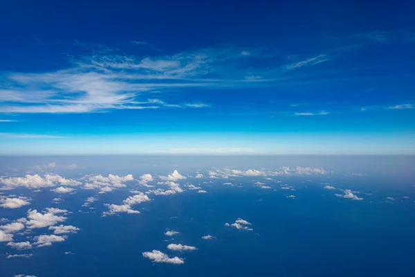 Sky view of Cancun Sea from an airplane