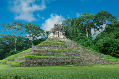 Palenque, Chiapas ve Meksika 'nın antik kalıntıları.