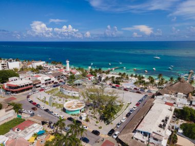 Puerto Morelos, Quintana Roo, Meksika 'nın havadan görünüşü