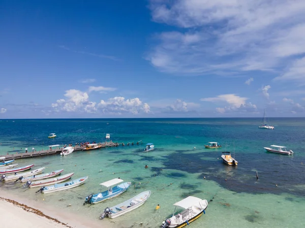 Widok Lotu Ptaka Puerto Morelos Quintana Roo Meksyk — Zdjęcie stockowe