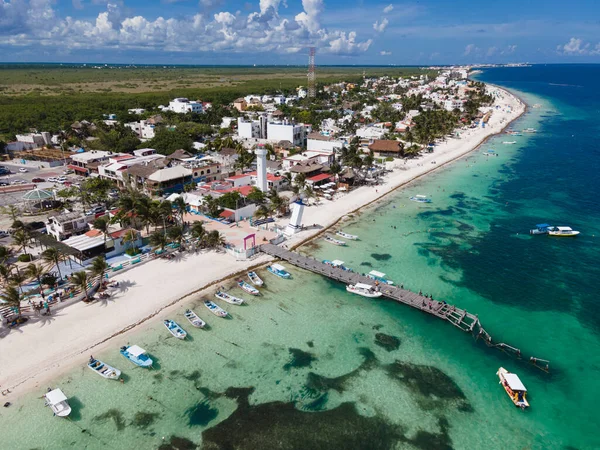 Widok Lotu Ptaka Puerto Morelos Quintana Roo Meksyk — Zdjęcie stockowe