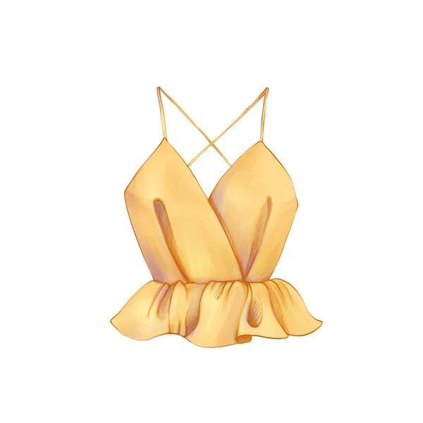 Yellow Top Peplum Procreate Fashion Blouse Sketch Raster Illustration Isolated — Stock Photo, Image