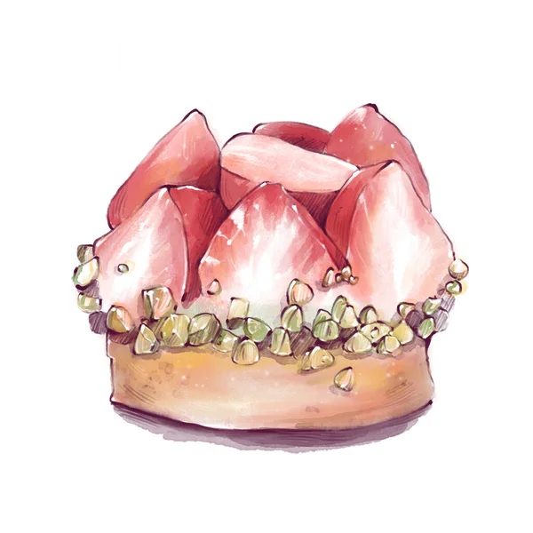 Pastelaria Sweets Hand Draw Ilustração Bolos Estilo Aquarela Ilustração Digital — Fotografia de Stock