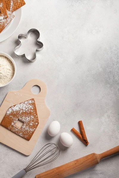 Cooking Christmas Gingerbread Form House — Stock Photo, Image