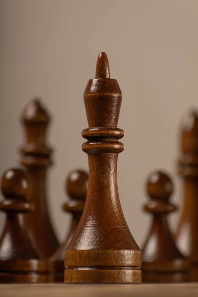 Schwarzer König Vor Dem Hintergrund Der Restlichen Schachfiguren — Stockfoto