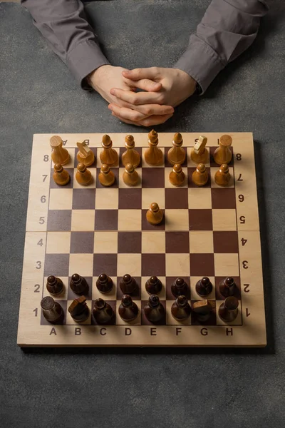 Der Erste Bauernzug Einem Schachspiel — Stockfoto