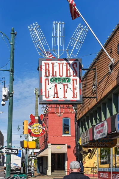 Memphis Estados Unidos Septiembre 2019 Señales Para Blues City Café —  Fotos de Stock