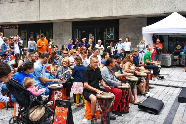Montreal Καναδάς Αυγούστου 2019 Baratanga Outdoor Drumming Session Saint Catherine — Φωτογραφία Αρχείου