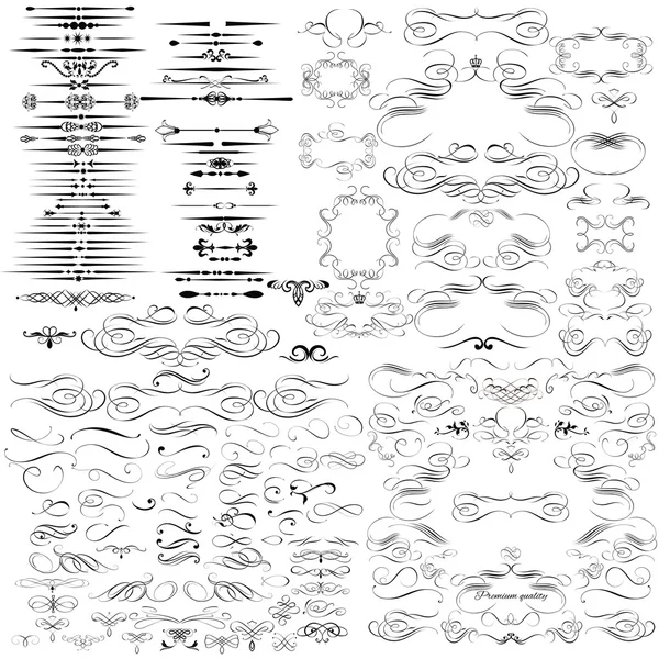 Conjunto de elementos caligráficos vectoriales y decoraciones de páginas — Vector de stock