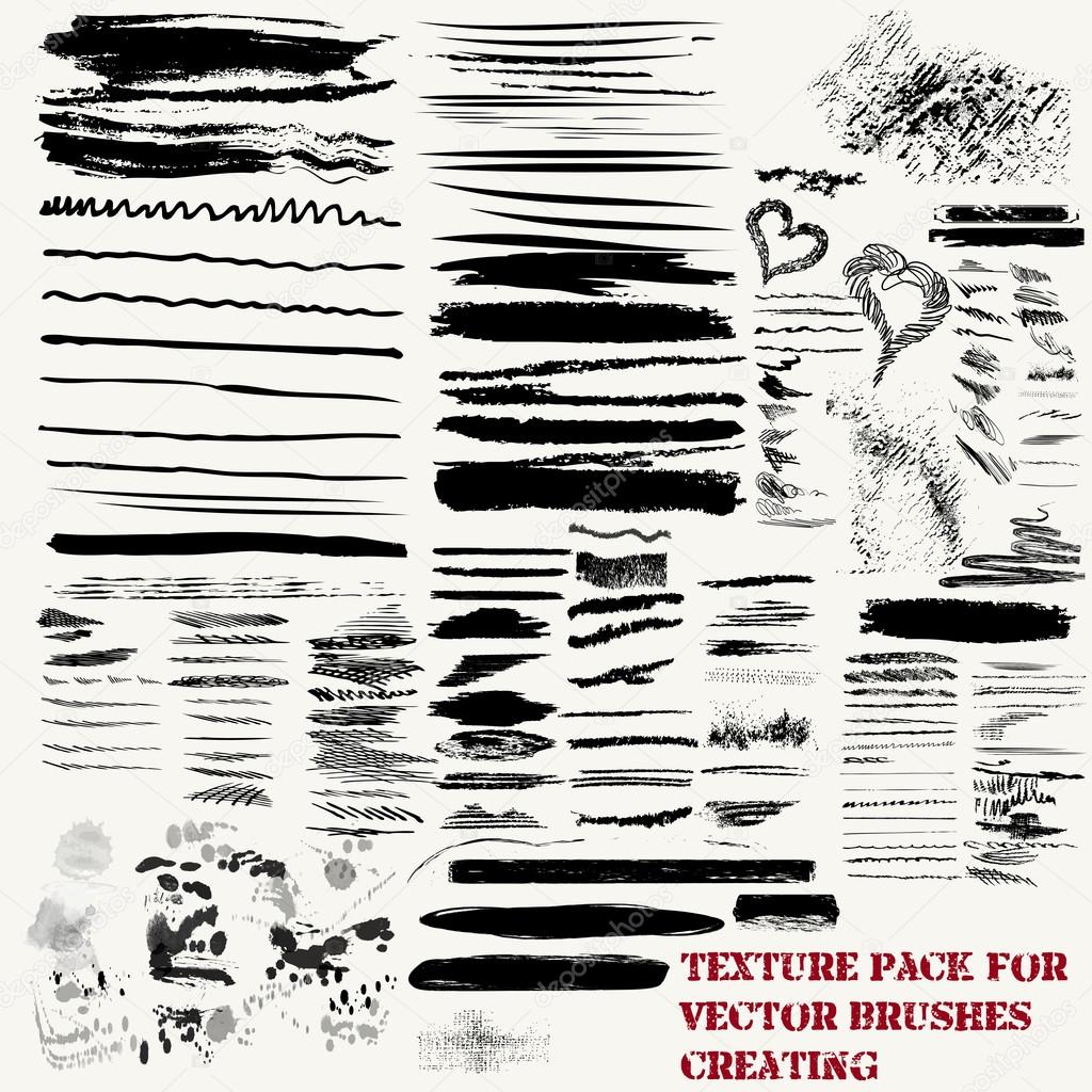 Vector pack strokes and textures for digital brushes design