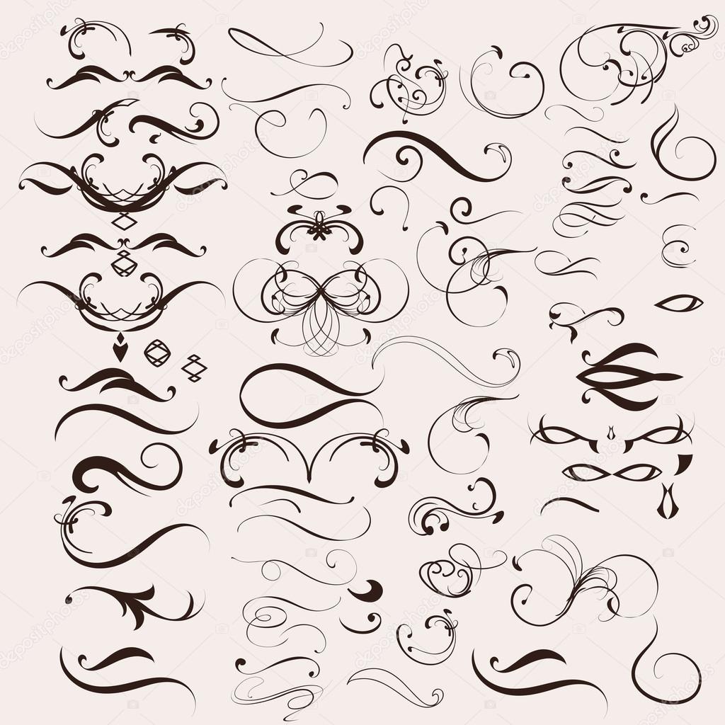 Set of vector calligraphic elements and page decorations