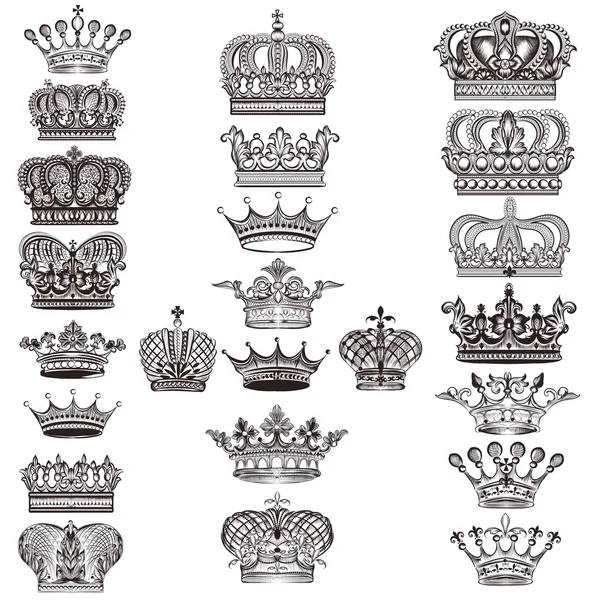 Colección de coronas reales vectoriales para el diseño — Vector de stock